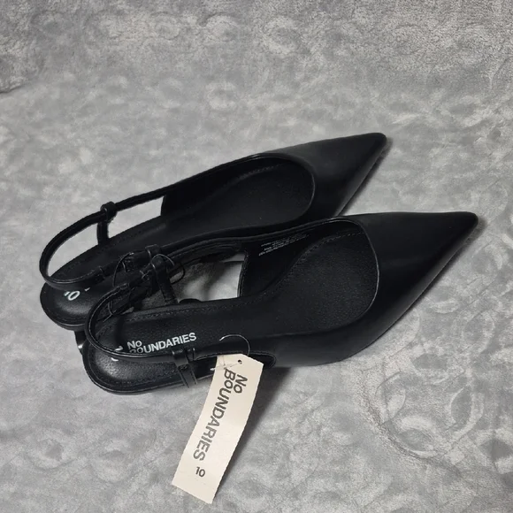 No Boundaries Women's Black Faux Leather Slingback Asst Sizes - Picture 1 of 6